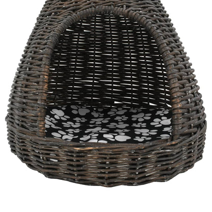 Kattenhuis Met Kussen Tipi 40X60 Cm Natuurlijk Wilgen Grijs