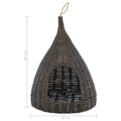 Kattenhuis Met Kussen Tipi 40X60 Cm Natuurlijk Wilgen Grijs