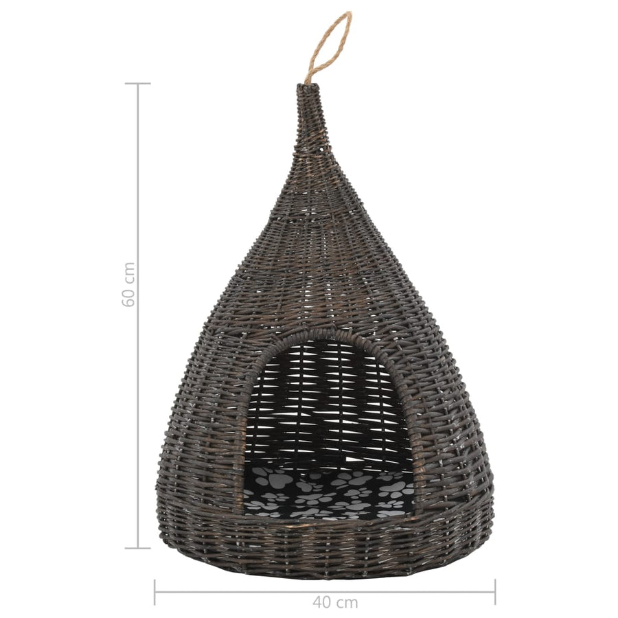 Kattenhuis Met Kussen Tipi 40X60 Cm Natuurlijk Wilgen Grijs