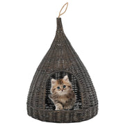 Cat House with Cushion Tipi 40x60 cm Natural Willow Grey