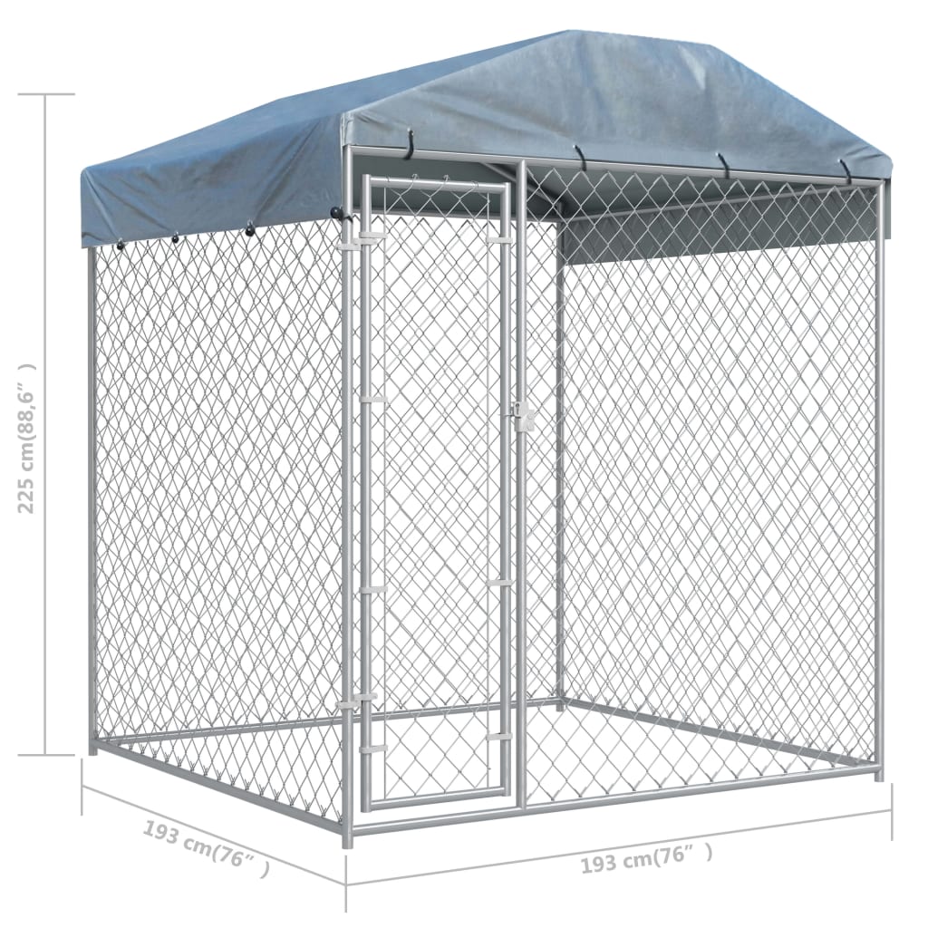 Hondenkennel voor buiten met dak 193x193x225 cm 193 x 193 x 225 cm Ja