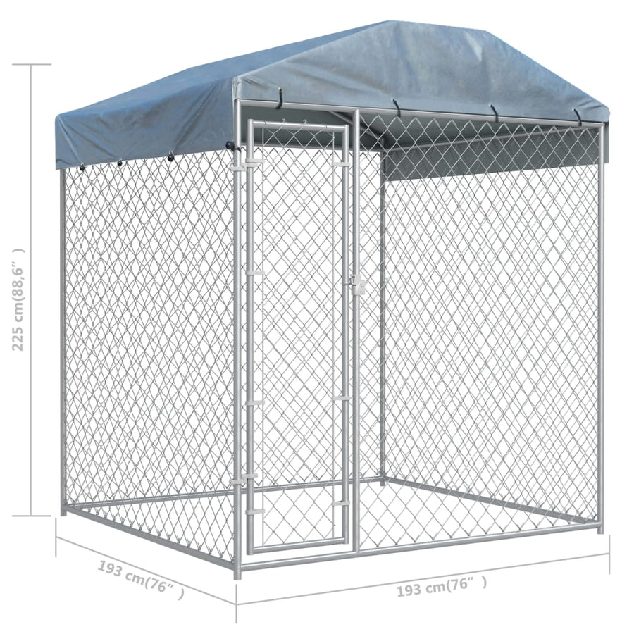 Hondenkennel voor buiten met dak 193x193x225 cm 193 x 193 x 225 cm Ja
