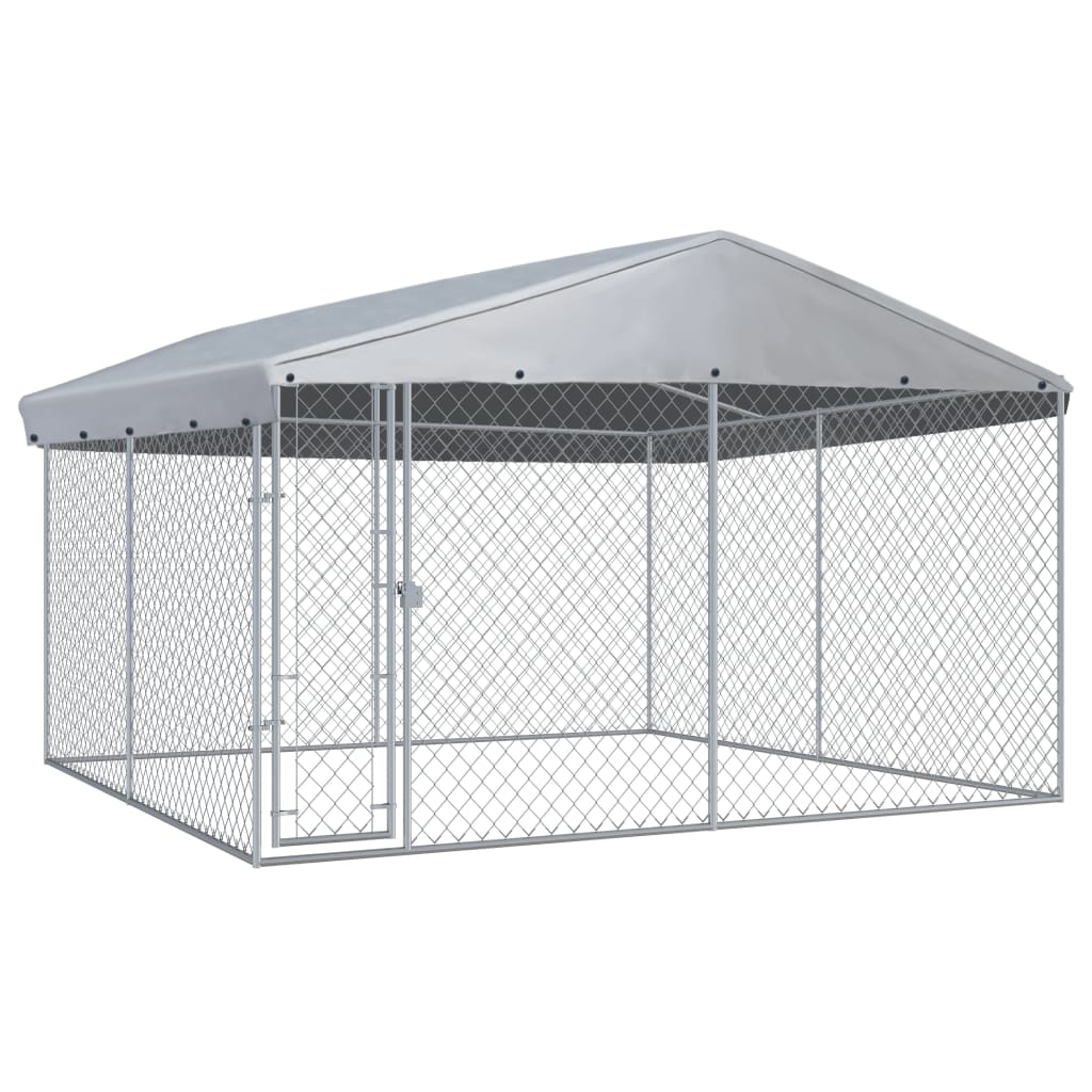 Hondenkennel voor buiten met dak 382x382x225 cm 382 x 382 x 225 cm Ja
