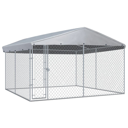 Hondenkennel voor buiten met dak 382x382x225 cm 382 x 382 x 225 cm Ja