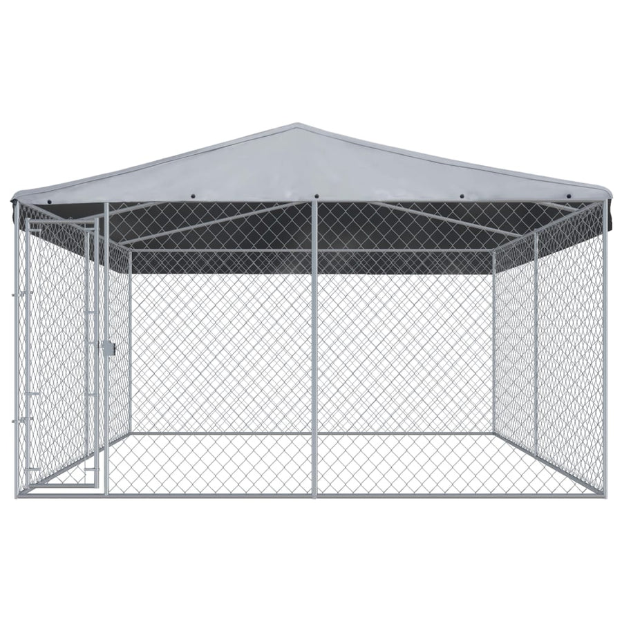 Hondenkennel voor buiten met dak 382x382x225 cm 382 x 382 x 225 cm Ja