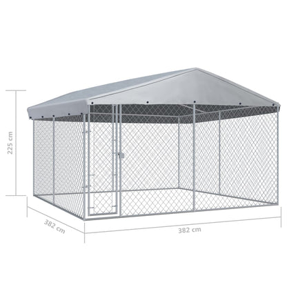 Hondenkennel voor buiten met dak 382x382x225 cm 382 x 382 x 225 cm Ja