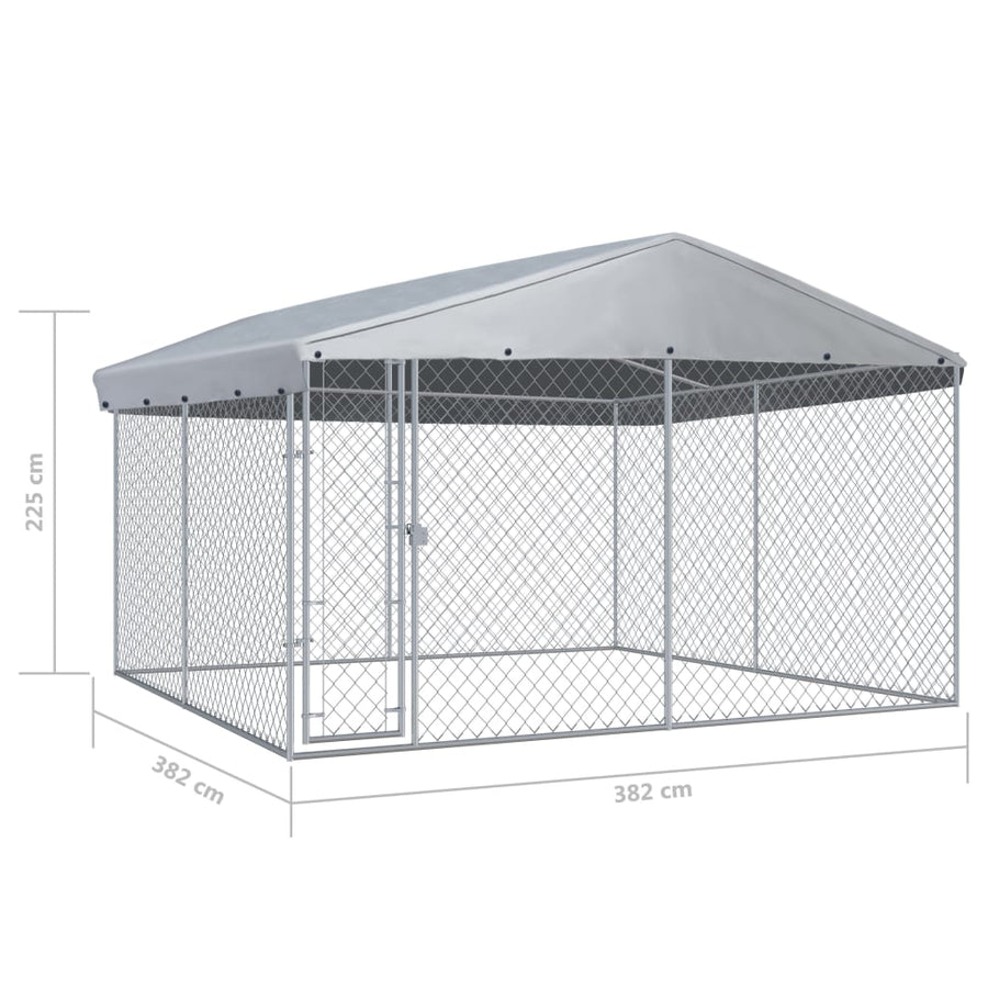 Hondenkennel voor buiten met dak 382x382x225 cm 382 x 382 x 225 cm Ja