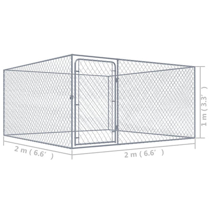 Hondenkennel Voor Buiten Gegalvaniseerd Staal 2 x 2 x 1 m