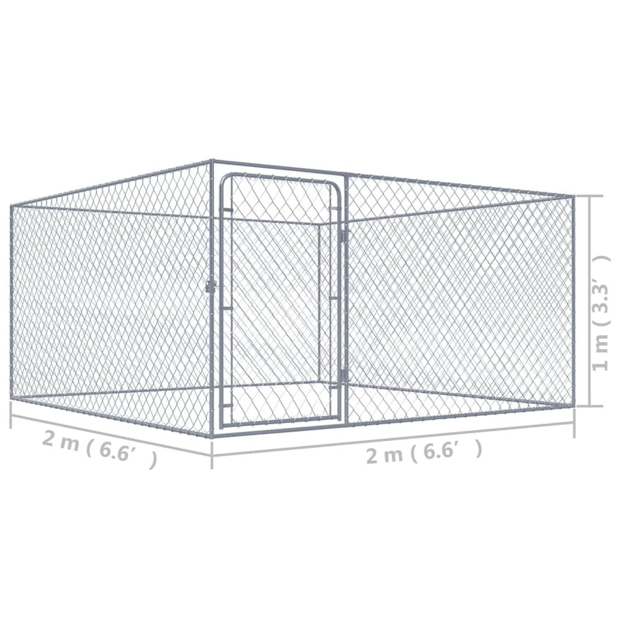 Hondenkennel Voor Buiten Gegalvaniseerd Staal 2 x 2 x 1 m
