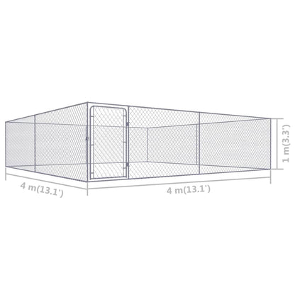 Hondenkennel voor buiten 4x4x1 m gegalvaniseerd staal 4 x 4 x 1 m