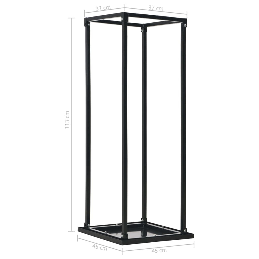 Haardhoutrek Met Basis Staal Zwart 37 x 37 x 113 cm