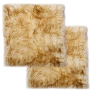 Stoelkussens 2 st 40x40 cm schapenvacht gemêleerd bruin