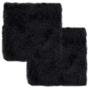 Stoelkussens 2 st 40x40 cm schapenvacht donkergrijs