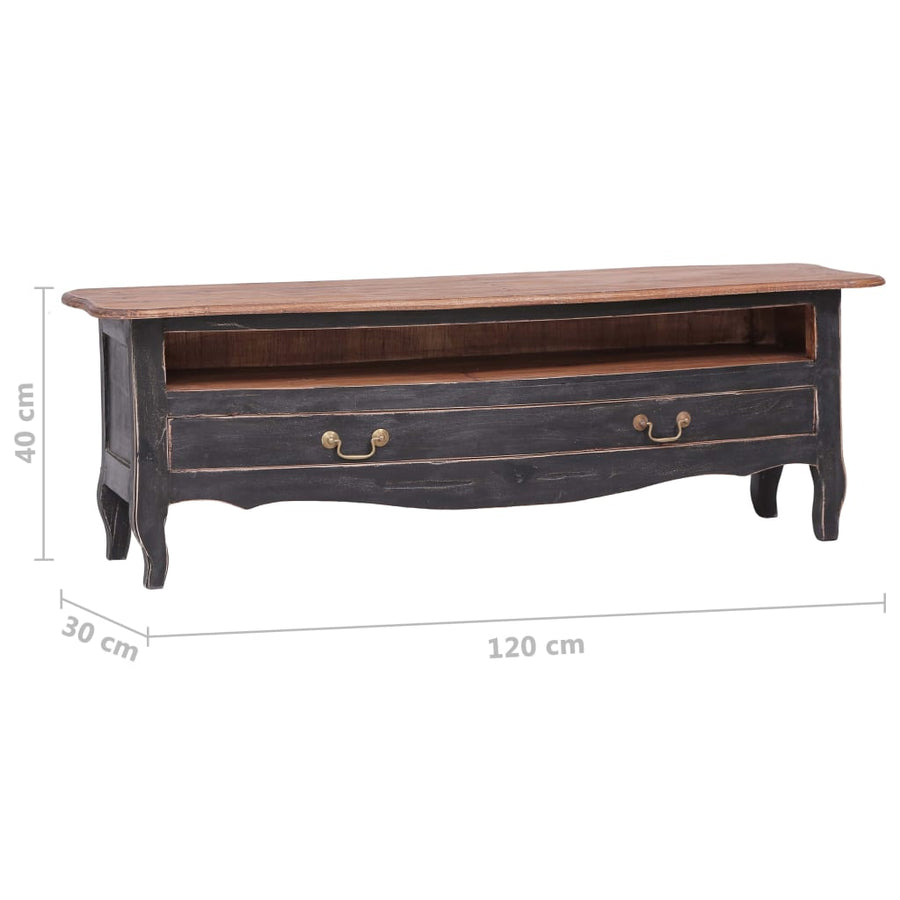 Tv-meubel 120x30x40 cm massief mahoniehout zwart
