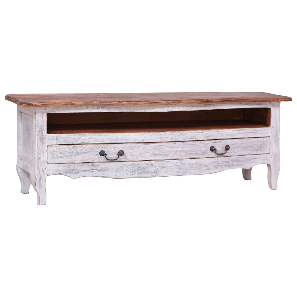 Tv-Meubel 120X30X40 Cm Massief Gerecycled Hout Wit