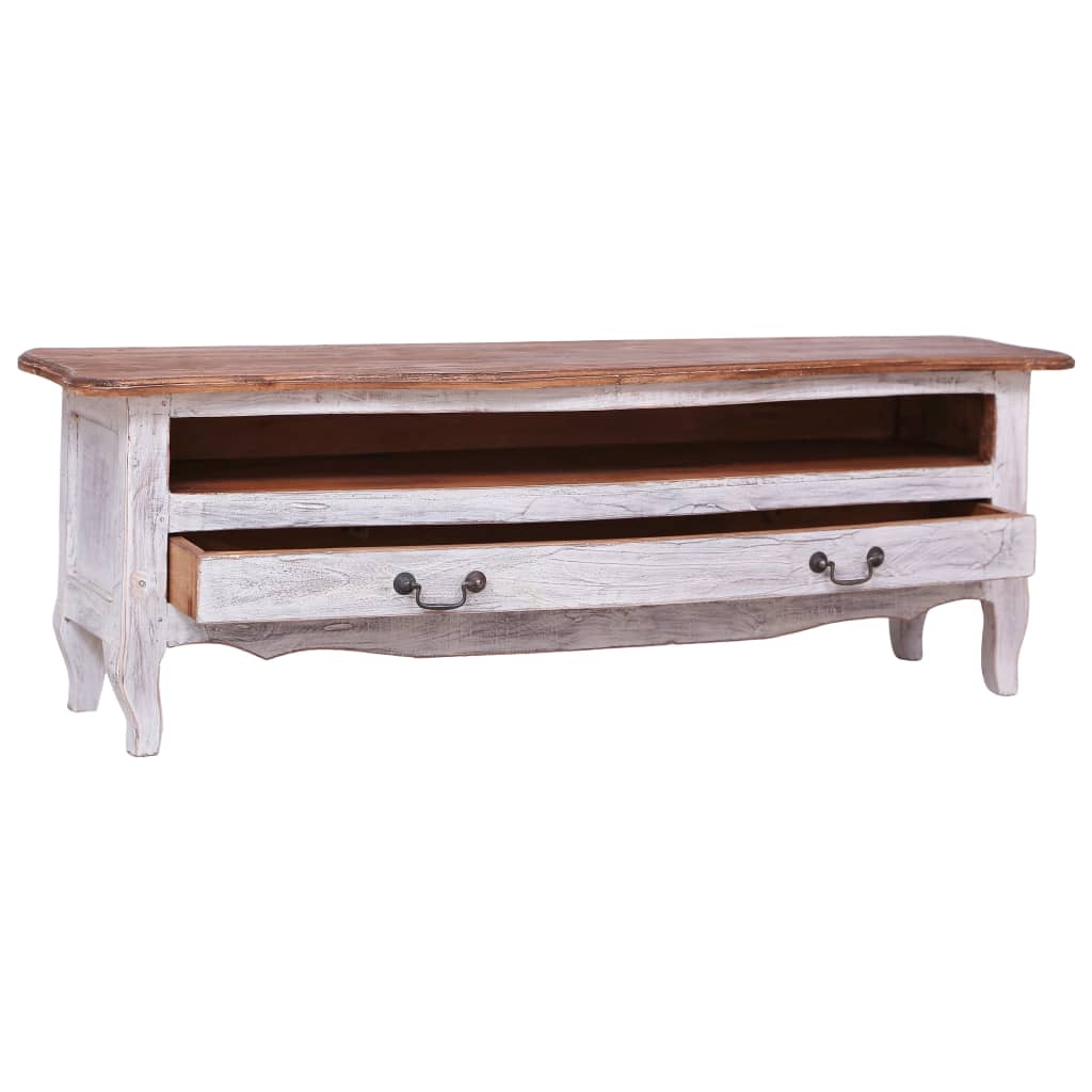 Tv-Meubel 120X30X40 Cm Massief Gerecycled Hout Wit