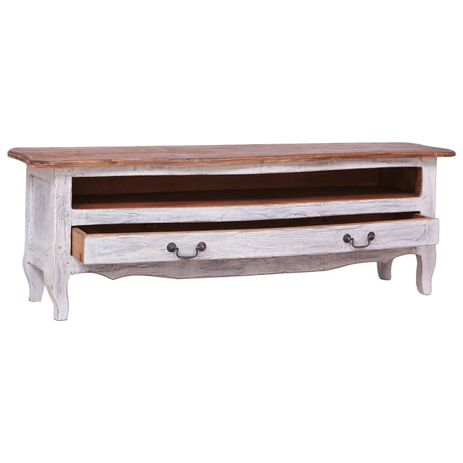 Tv-Meubel 120X30X40 Cm Massief Gerecycled Hout Wit