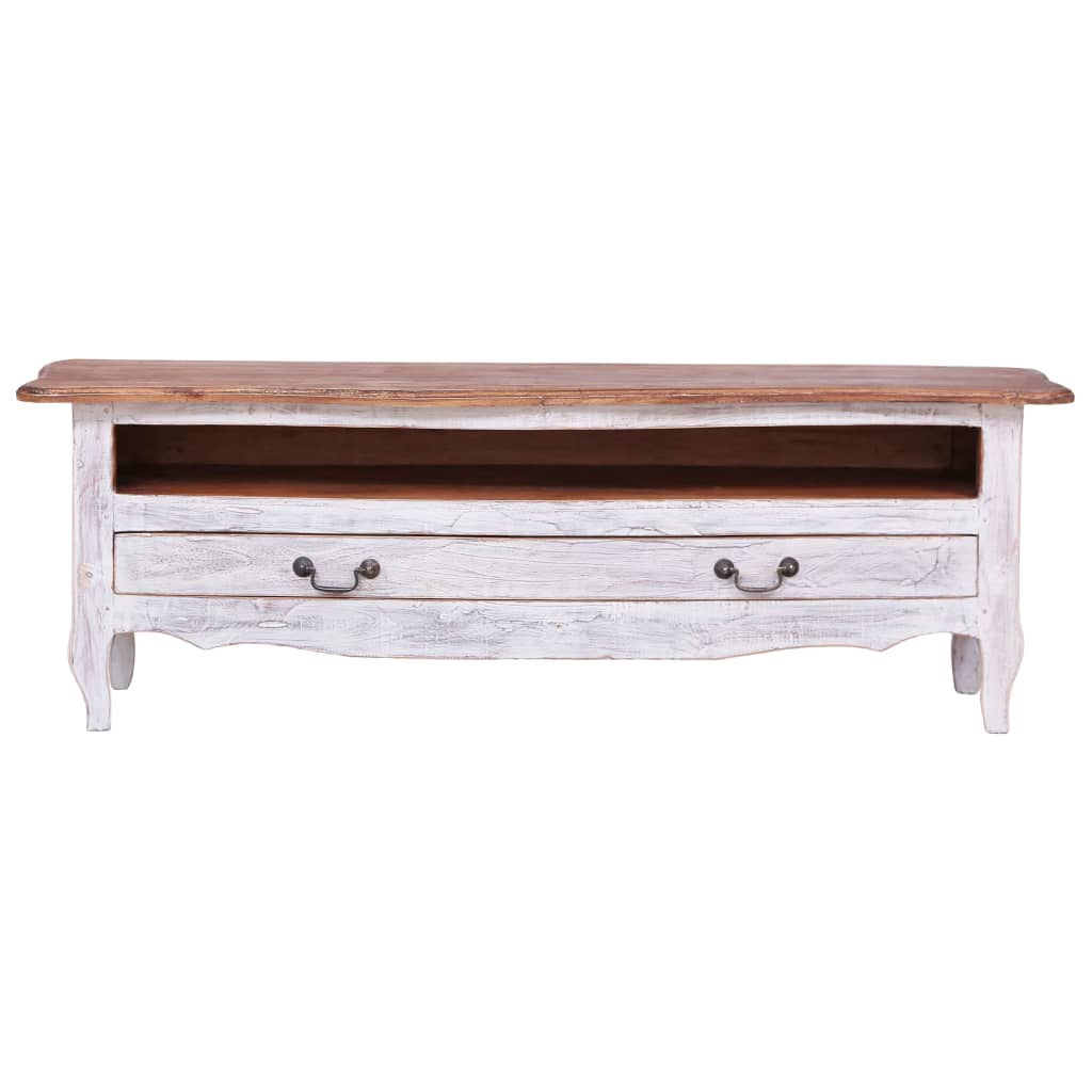 Tv-Meubel 120X30X40 Cm Massief Gerecycled Hout Wit
