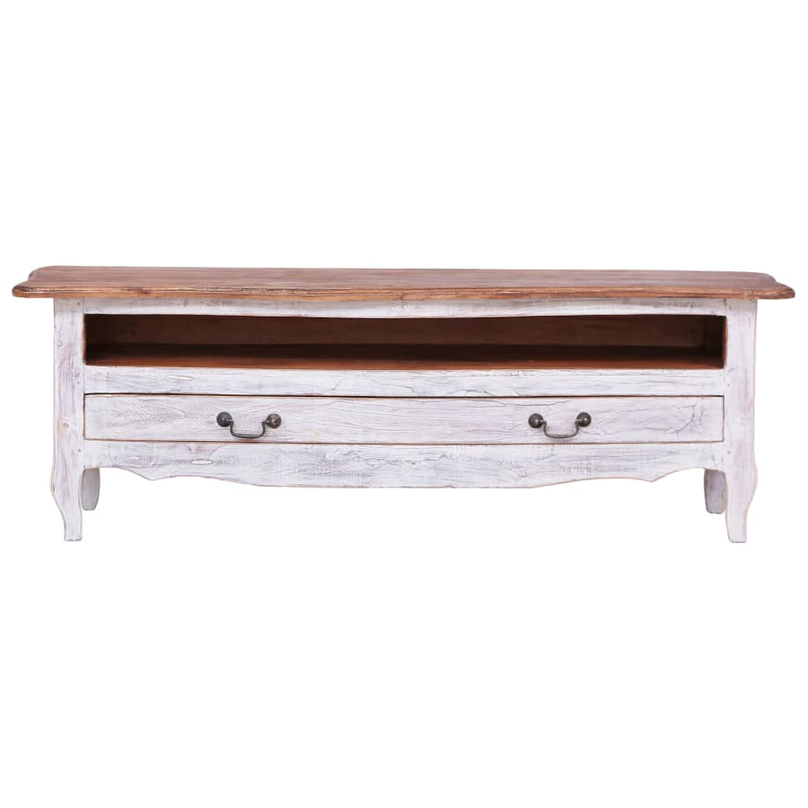 Tv-Meubel 120X30X40 Cm Massief Gerecycled Hout Wit