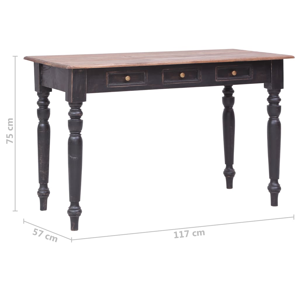 Bureau Met 3 Lades 117X57X75 Cm Massief Mahoniehout oudbruin