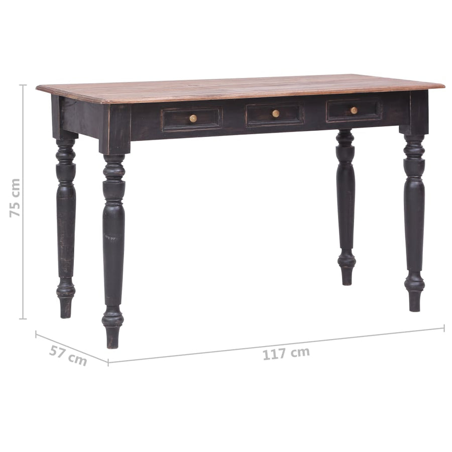 Bureau Met 3 Lades 117X57X75 Cm Massief Mahoniehout oudbruin