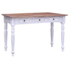 Desk with drawers 117x57x75 cm solid mahogany wood white