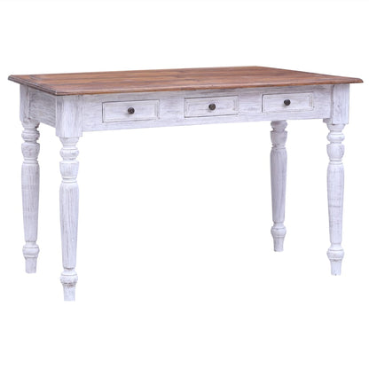 Bureau Met Lades 117X57X75 Cm Massief Gerecycled Hout Wit