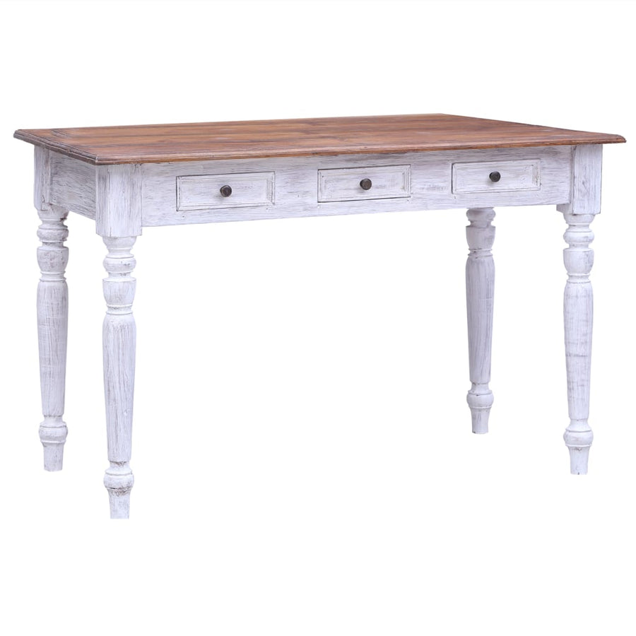Bureau Met Lades 117X57X75 Cm Massief Gerecycled Hout Wit