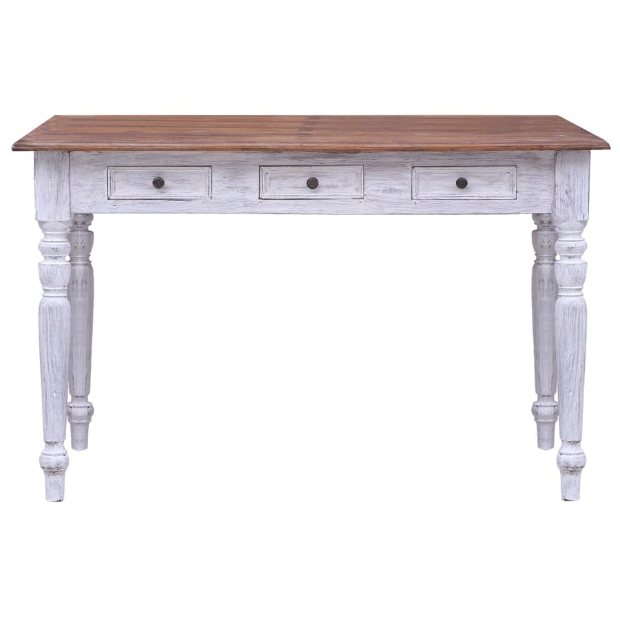 Bureau Met Lades 117X57X75 Cm Massief Gerecycled Hout Wit