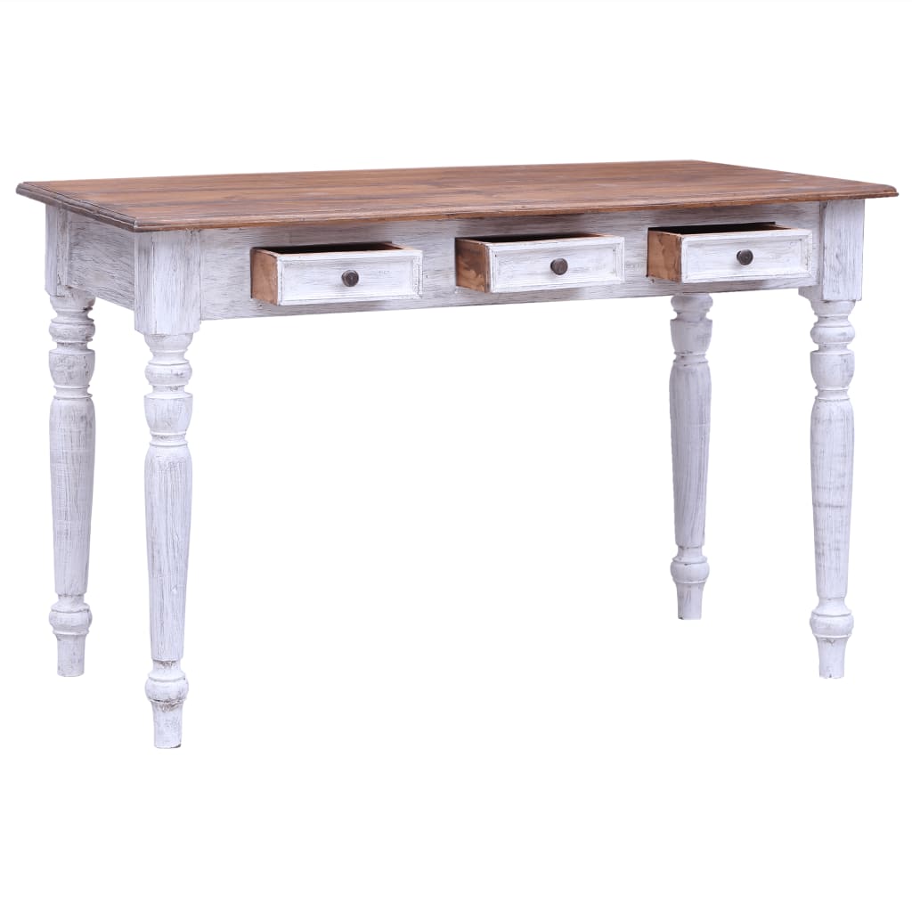 Bureau Met Lades 117X57X75 Cm Massief Gerecycled Hout Wit