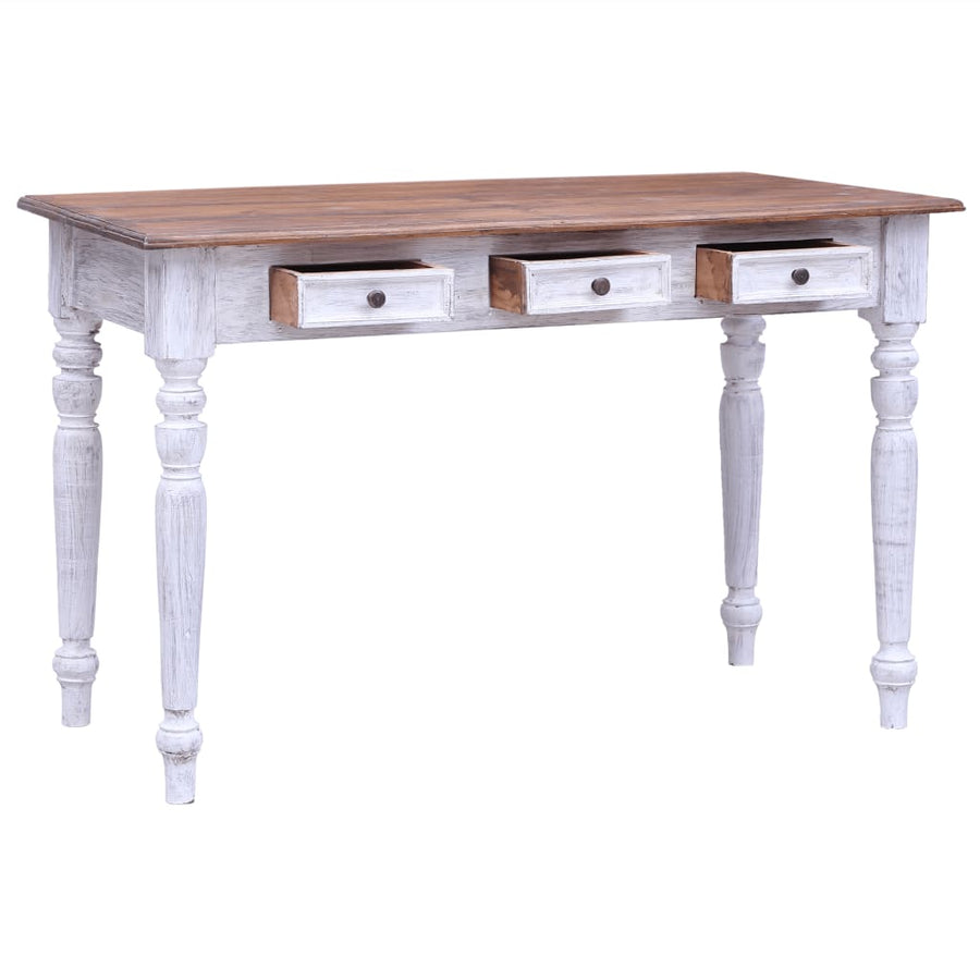 Bureau Met Lades 117X57X75 Cm Massief Gerecycled Hout Wit