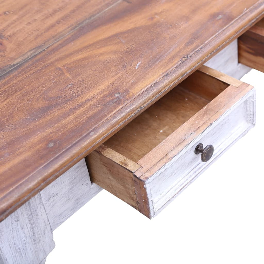 Bureau Met Lades 117X57X75 Cm Massief Gerecycled Hout Wit