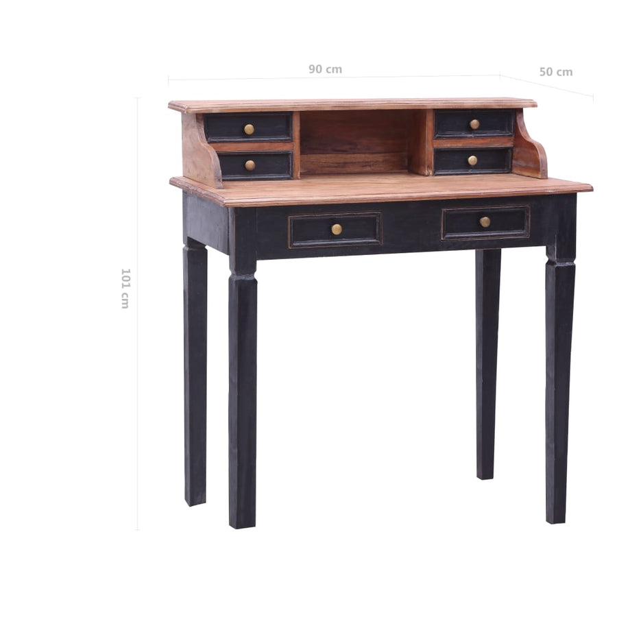 Schrijftafel Met Lades 90X50X101 Cm Massief Gerecycled Hout Zwart