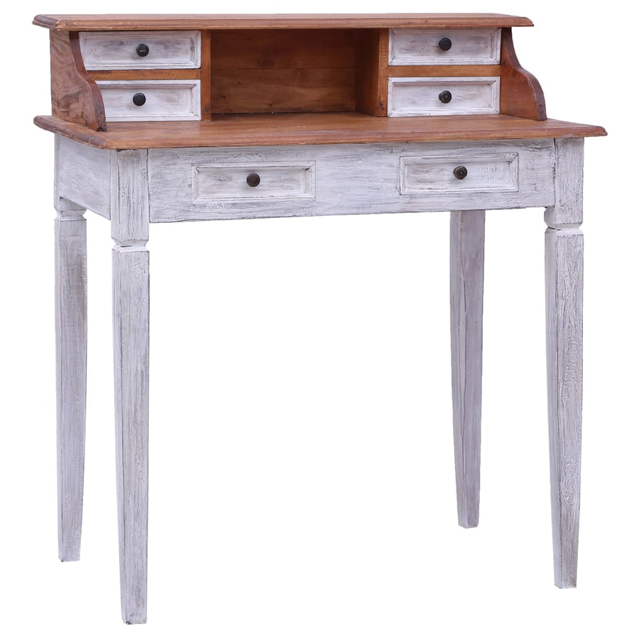 Schrijftafel Met Lades 90X50X101 Cm Massief Mahoniehout Wit