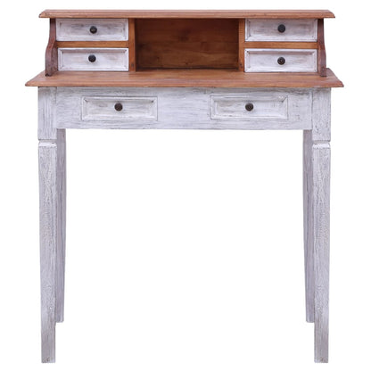 Schrijftafel Met Lades 90X50X101 Cm Massief Mahoniehout Wit