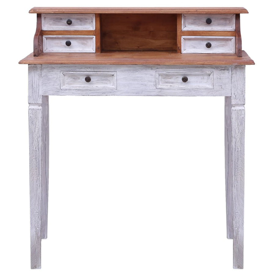 Schrijftafel Met Lades 90X50X101 Cm Massief Mahoniehout Wit