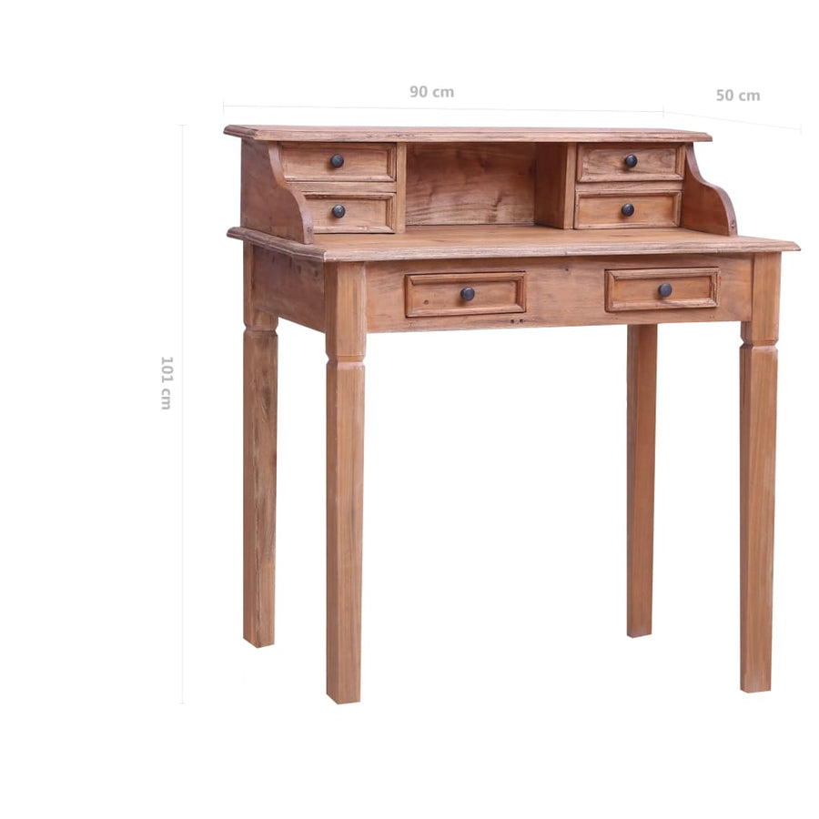 Schrijftafel Met Lades 90X50X101 Cm Massief Mahoniehout Bruin