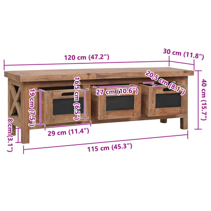 Tv-meubel met 3 lades 120x30x40 cm massief mahoniehout