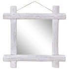 Spiegel 70x70 cm gerecycled hout wit