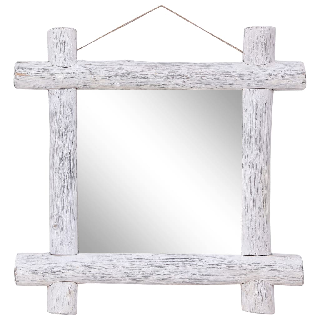 Spiegel Houtblokken 70X70 Cm Massief Gerecycled Hout 70 x 5 x 70 cm Wit