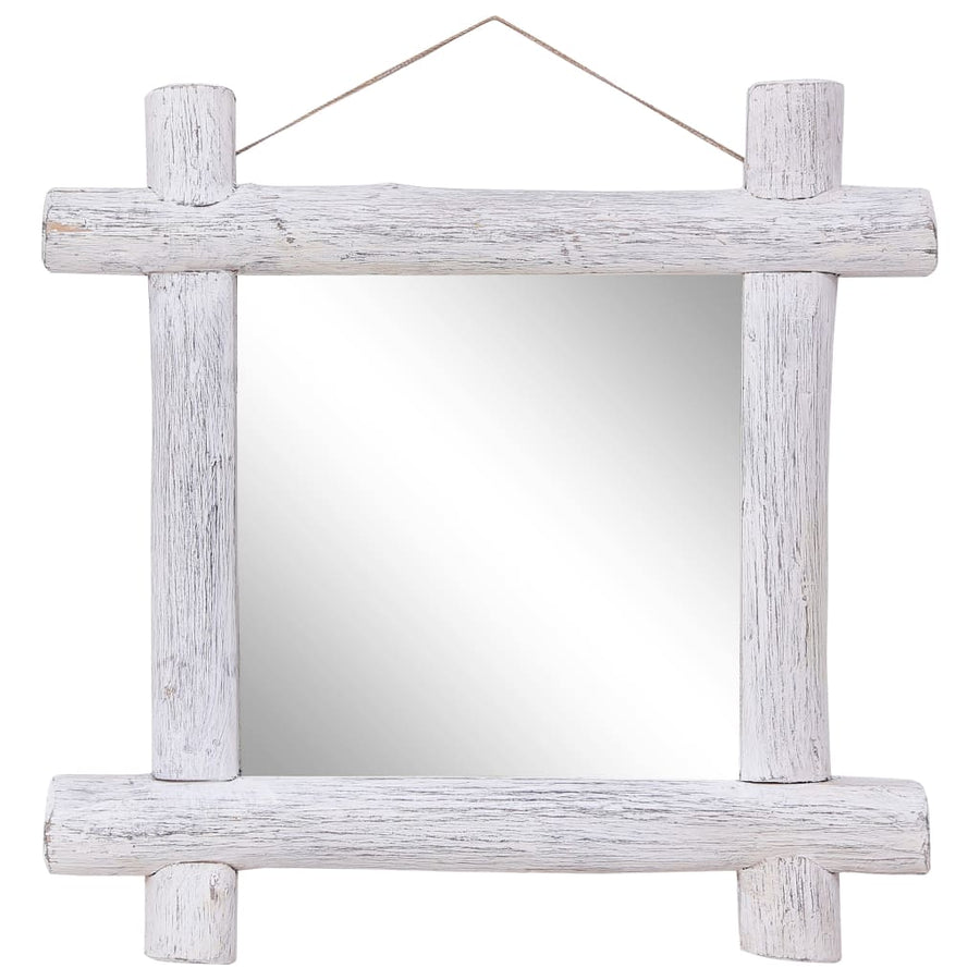 Spiegel Houtblokken 70X70 Cm Massief Gerecycled Hout 70 x 5 x 70 cm Wit