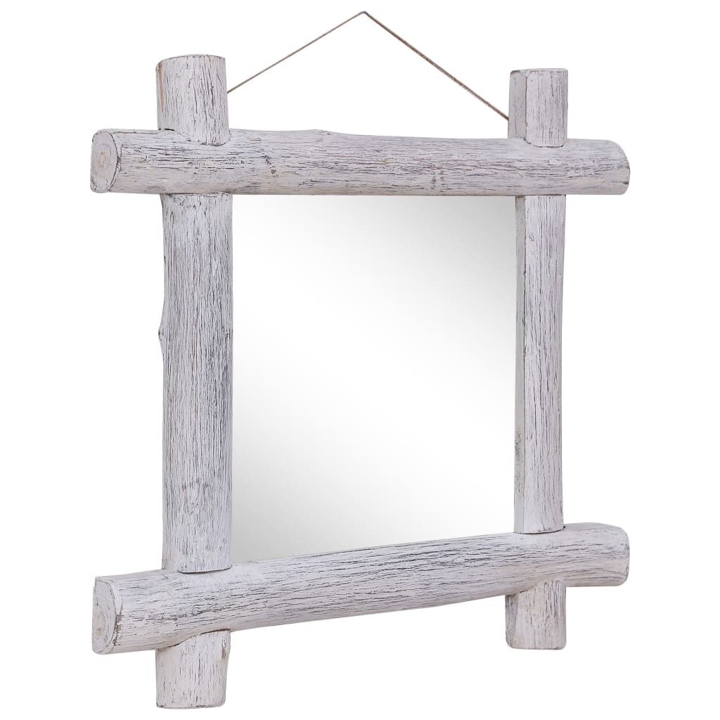 Spiegel Houtblokken 70X70 Cm Massief Gerecycled Hout 70 x 5 x 70 cm Wit