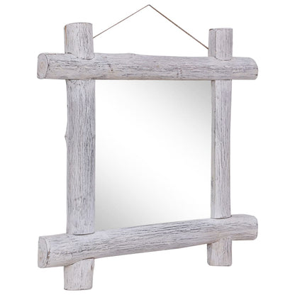 Spiegel Houtblokken 70X70 Cm Massief Gerecycled Hout 70 x 5 x 70 cm Wit