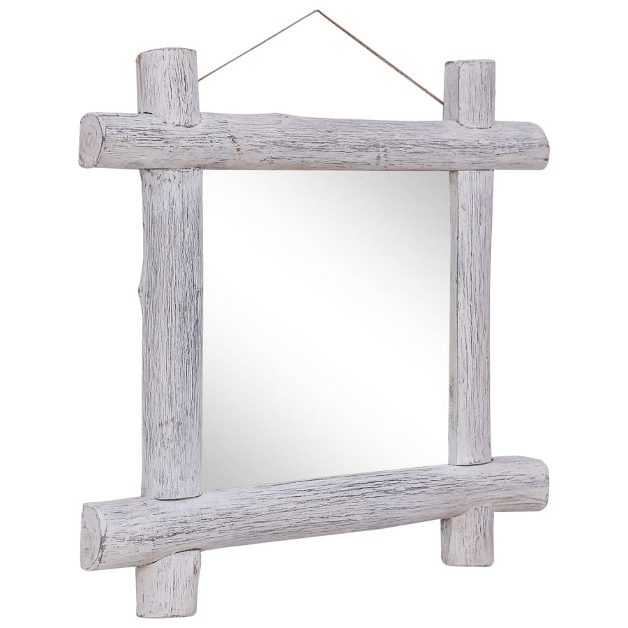 Spiegel Houtblokken 70X70 Cm Massief Gerecycled Hout 70 x 5 x 70 cm Wit