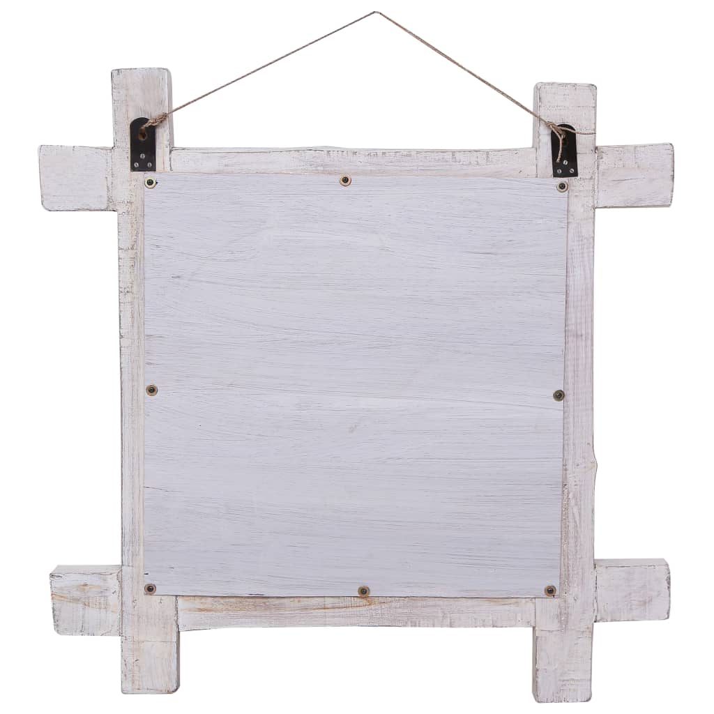 Spiegel Houtblokken 70X70 Cm Massief Gerecycled Hout 70 x 5 x 70 cm Wit