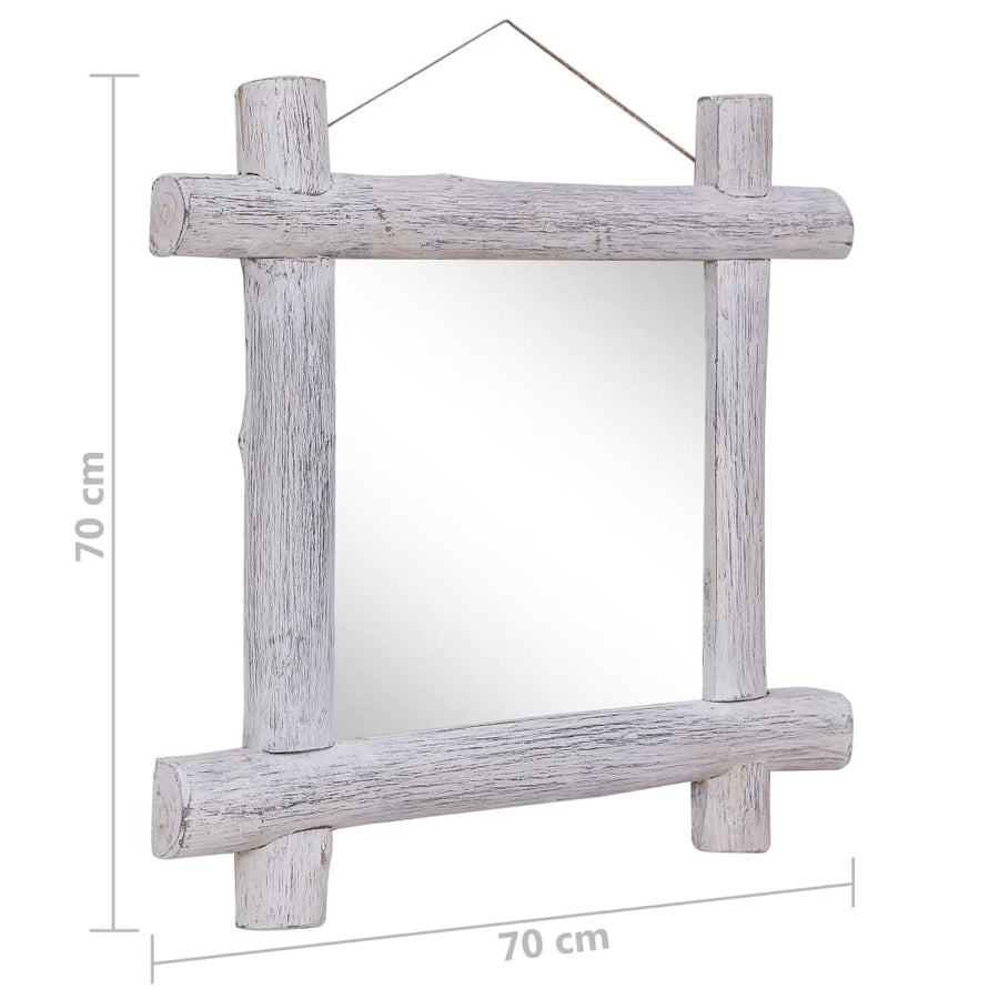 Spiegel Houtblokken 70X70 Cm Massief Gerecycled Hout 70 x 5 x 70 cm Wit