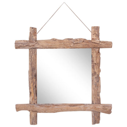 Spiegel Houtblokken 70X70 Cm Massief Gerecycled Hout Naturel 70 x 5 x 70 cm Bruin