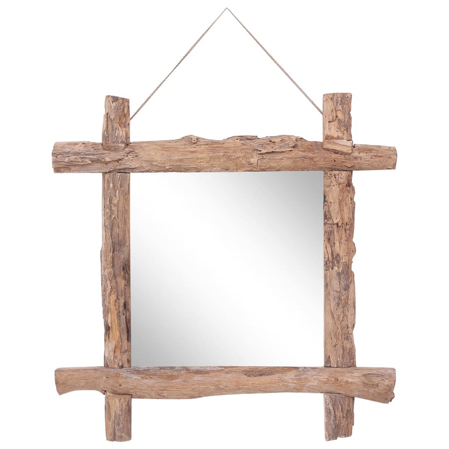Spiegel Houtblokken 70X70 Cm Massief Gerecycled Hout Naturel 70 x 5 x 70 cm Bruin