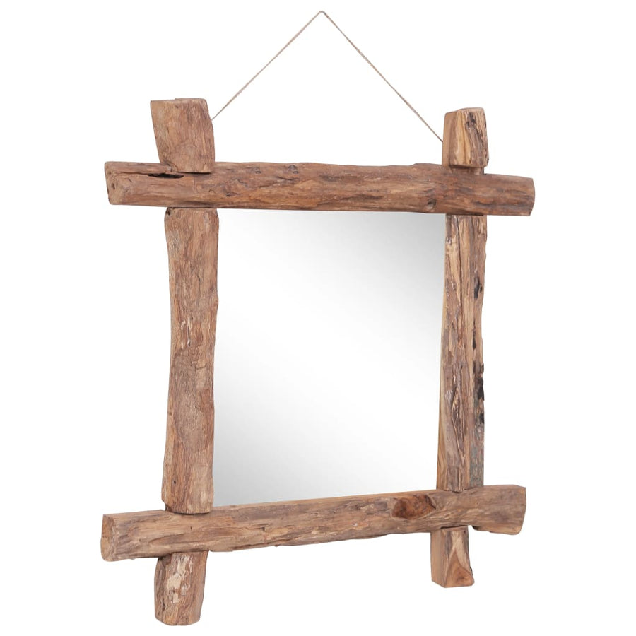 Spiegel Houtblokken 70X70 Cm Massief Gerecycled Hout Naturel 70 x 5 x 70 cm Bruin