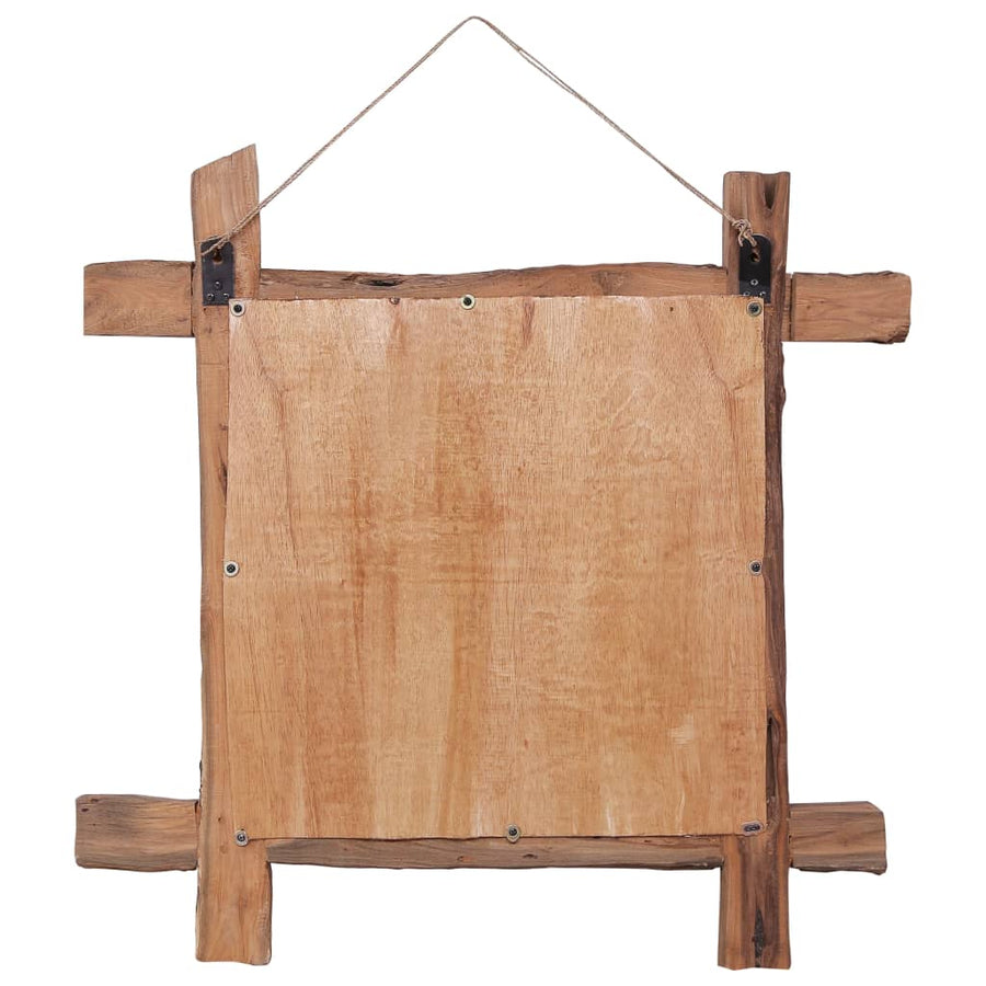Spiegel Houtblokken 70X70 Cm Massief Gerecycled Hout Naturel 70 x 5 x 70 cm Bruin
